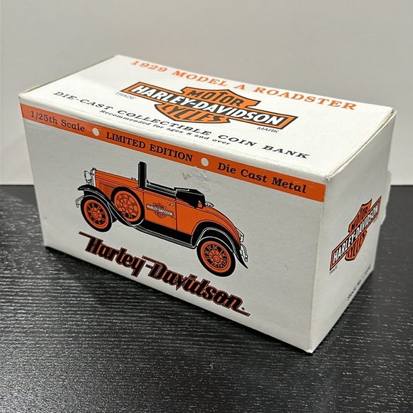 Harley-Davidson Vintage Die Cast Model Car 1929 Model A Roadster Coin Bank - Picture 6 of 8